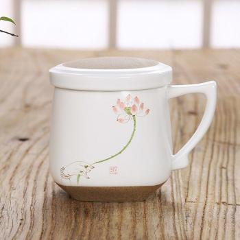 Taza de Té de Cerámica Gruesa Japonesa 400ml Pintada a Mano