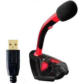 KLIM Voice Microfono Desktop USB con Stand – Gamers Edition Rosso