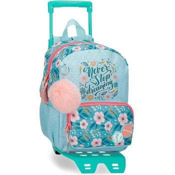 Mochila pequeña Movom Never Stop Dreaming con carro azul