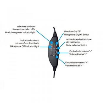 ADJ Agile Cuffie USB con Microfono per PC, Headset con Controllo Volume, Adatto per Smartphone e Tablet, Cavo di 2.2 Metri, Nero