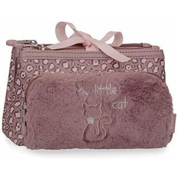 Enso My Little Cat Neceser Pequeño Tres Compartimentos Morado 20,5x10,5x8,5 cms PVC y Poliéster