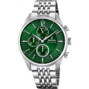 Reloj De Hombre Festina Timeless Chronograph F20285/8 Con Esfera Verde