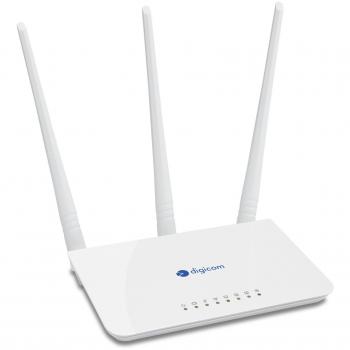 Digicom Router Wireless N300 Mbps, 10/100 Mbps, 3 Porte LAN, 1 Porta WAN, 3 Antenne Massima Copertura