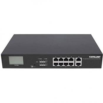 Intellinet 561303 Switch Gigabit Ethernet PoE+ 8 Porte con 2 Uplink RJ45 e Display LCD