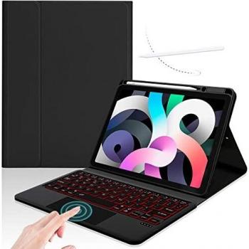 Custodia Tastiera BT 5.0 Touchpad per iPad Air 4 10.9 2020, Vicoogo Cover Tastiera per iPad Pro 11 2021/2020/2018 3a/2a/1a Generazione Staccabile, Illuminata, QWERTY (10.9, Nero)