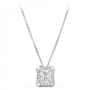 Gargantilla Oro Blanco 18K – Cuadrado con Circonitas Caladas, 45 cm