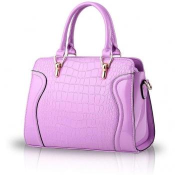 Nicole&Doris 2016 nuova borsa borse a spalla luminoso modello in vernice coccodrillo(Black)