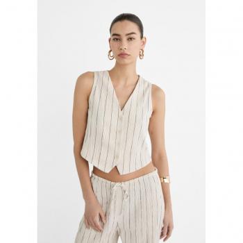 Gilet d'ensemble de costume coupe carrée à fines rayures