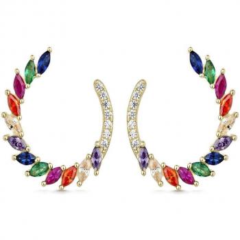 Pendientes plata bañada en oro con circonitas multicolores Itemporality SEA-299-345-UU