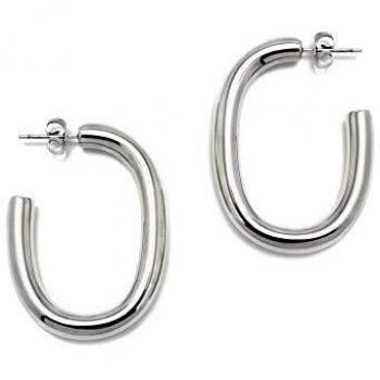 Pendientes Pertegaz colección Criollas 40mm aros ovales gruesos lisos plateados cierre presión