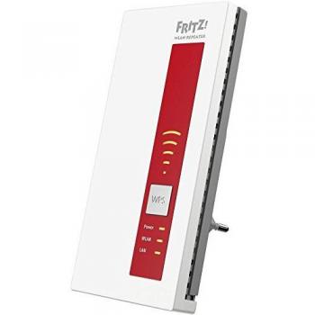 AVM FRITZ!WLAN Repeater 1750E Range Extender Wi-Fi AC 1750, Compatibile con Modem Fibra e ADSL, Access Point, Bridge, 1 LAN Gigabit