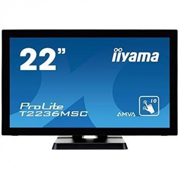 Liyama ProLite T2236MSC-B2 55 cm, 21.5 Pollici, AMVA LED-Monitor Full-HD 10 Punkt Multitouch Capacitivo, VGA, DVI, HDMI, USB3.0, Glare, Nero