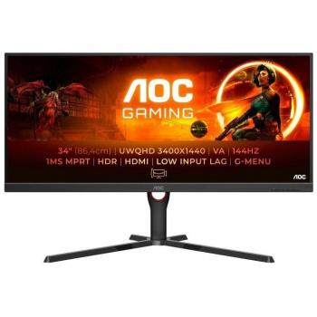 Aoc g3 u34g3xm gaming 34 led va ultra wide quad hd 21:9 300cdm 3000:1 144hz freesync premium hdr10 2 x hdmi 1 x displayport 3440 x 1440 nero/rosso