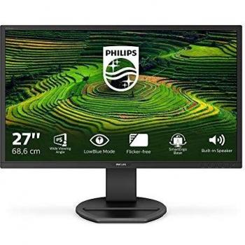Philips 271B8QJEB Monitor 27 LED IPS FHD, 5ms, Flicker Free, Low Blue Light, HDMI, Display Port, DVI VGA, Hub USB, Audio Integrato, Ergonomia Totale, VESA, Nero