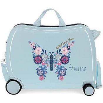 Roll Road Wild and Free Maleta Infantil Azul 50x39x20 cms Rígida ABS Cierre combinación 34L 2,1Kgs 4 Ruedas Equipaje de Mano