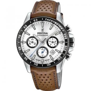 Reloj De Hombre Festina Timeless Chronograph F20561/1 Con Esfera Plateada