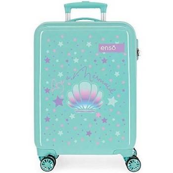 Enso Be a Mermaid Maleta de Cabina Verde 38x55x20 cms Rígida ABS Cierre combinación 34L 2,6Kgs 4 Ruedas Dobles Equipaje de Mano