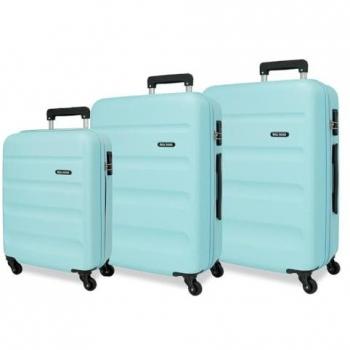 Roll Road. Juego de Maletas Rígidas 55-65-75cm Flex azul