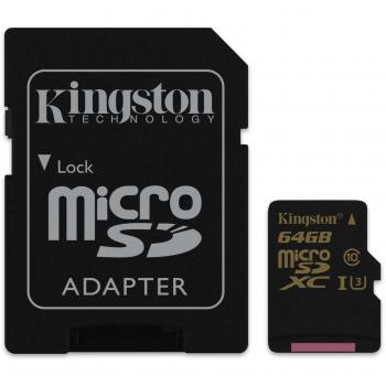 Kingston Gold SDCG/64GB MicroSD UHS-I, Speed Class 3 (U3), 64 GB, Adattatore SD