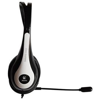 ATLANTIS Cuffia Stereo con Microfono, Grigio/Nero