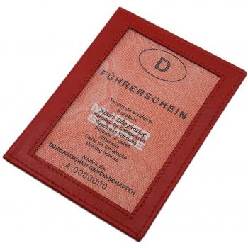 Cuero tarjetero para documento de identidad en cuero de beccero o cuero de búfalo MJ-Design-Germany en diferentes colores (Beccero Rojo)