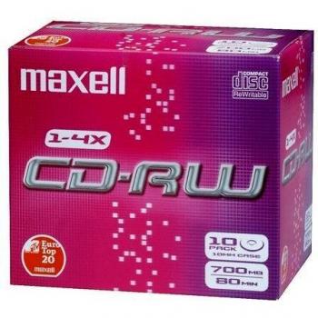 CD-R Maxell 80 Minutes 4x Jewel Case Configuration of 10