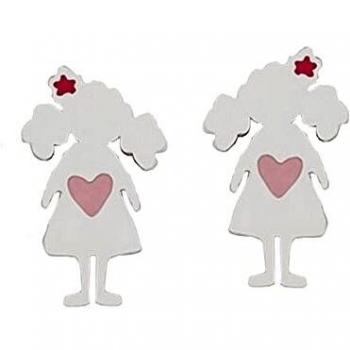 Pendientes Agatha Ruiz de la Prada colección BETTY plata Ley 925m 9 mm forma muñeca detalle flor