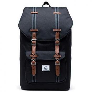 Mochila Herschel Little America Mid Volume, Unisex Adulto, Negro/Negro/Marrón Claro, Classic 25L