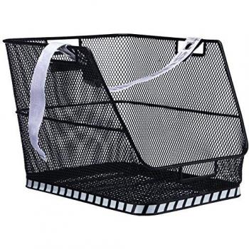 Cesto Trasero Basil Class Malla Acero Con Correa Extraible Negro Con Banda Refle