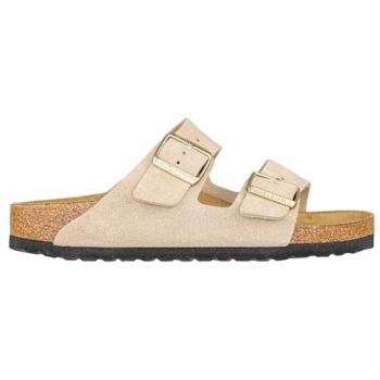Sandalias Birkenstock Arizona Suede Ancho Estrecho Beige Marrón