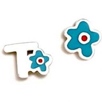 Pendientes Agatha Ruiz de la Prada colección ABECEDARIO plata Ley 925m inicial T corazón azul