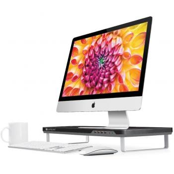 Satechi F3 Smart Base per Monitor con Quattro Porte USB 3.0 e Porte Compatibile con Cuffie/Microfono Compatibile con iMac, MacBook PRO, MacBook, dell, PC, Samsung da 21,5 Pollici e Altri (Nero)