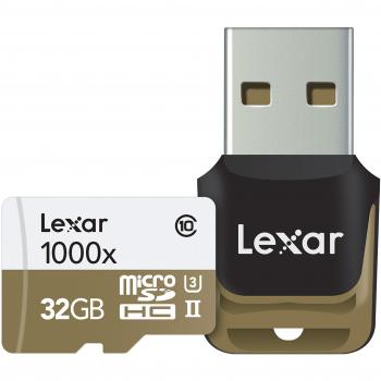 Lexar Professional 1000x MicroSDHC da 32 GB, Velocità fino a 150 MB/s, UHS-II con Adattatore USB 3.0