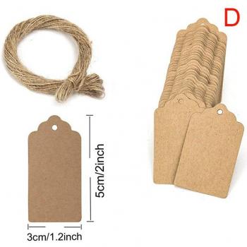 Etiqueta de Embalaje 100 Uds 5x3 cm Papel Kraft/Negro/Blanco con Festón para Bodas