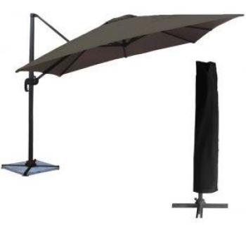 Sombrilla cuadrada Happy Garden 3x3m tela gris aluminio con funda