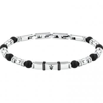 Maserati Pulsera para Hombre de Acero y Piedras, Longitud 21,5 cm, Colección ICONIC