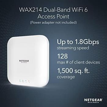 Netgear WiFi 6 AX1800 PoE Access Point (WAX214) 1773,5 Mbit/s Bianco Supporto Power over Ethernet (PoE)