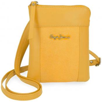 Bandolera Pepe Jeans Doble Amarilla Pequeña de Piel 13x16,5x1,5 cm