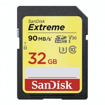 SanDisk Extreme 32GB SDHC Class 10 U3 V30 Read Speed up to 90MB/s