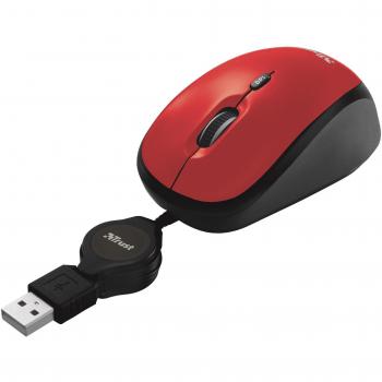 Mouse con cavo retrattile rosso Trust YVI