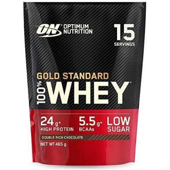 Proteína en Polvo Optimum Nutrition Gold Standard 100% Whey, con Glutamina, Aminoácidos Naturales y BCAA, Sabor Double Rich Chocolate, 15 Porciones, 465g