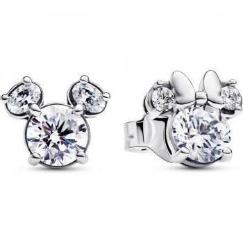 Pendientes de Plata Mickey & Minnie Brillantes