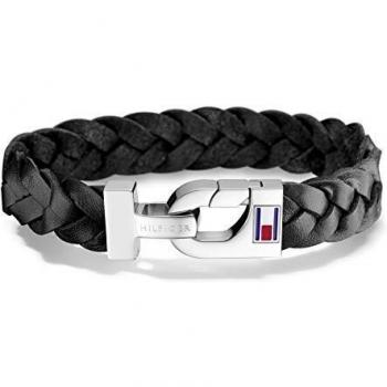 Tommy Hilfiger Pulsera de Piel Negra para Hombre