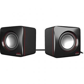 MARSGAMING MAS0 Altoparlanti da Gioco per PC, 8 W, Sistema a 2.0 Canali, Suono 3D, Alimentazione USB, Connessione Jack da 3.5 mm, Dimensioni Ridotte, Nero/Rosso
