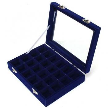 Rejilla de Terciopelo 24‑Placas con Vidrio – Caja de Joyería