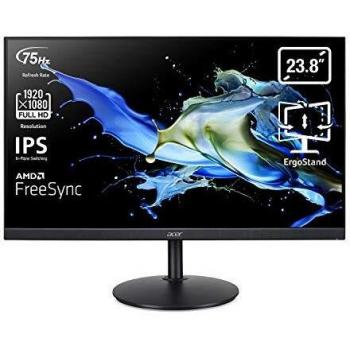 Acer CB242Ybmiprx Monitor Professionale FreeSync 23.8, Display IPS Full HD, 75 Hz, 1 ms, 16:9, VGA, HDMI 1.4, DP 1.2, Lum 250 cd/m2, Speaker Integrati, Regolazione in Altezza, Cavo HDMI Incluso