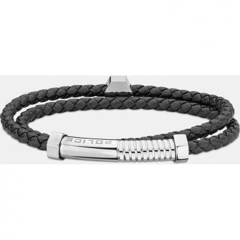 Pulsera de cuero y acero Bolt para hombre