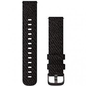 Pulsera Garmin Vibrante 20 mm, Tejido Negro/Gris, Hebilla Gunmetal