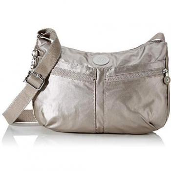 Kipling Izellah, Bolso con Bandolera para Mujer, Plateado (Metallic Glow), 33x23x12 cm