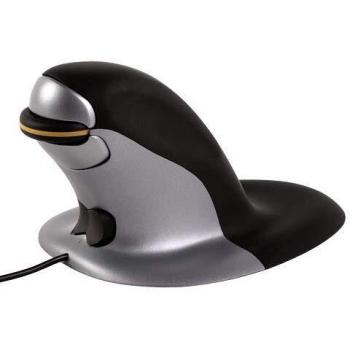 Vertical Mouse Fellowes Penguin Great with Gray/Black Wired 9894401